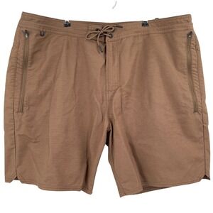 Roark Mens Brown Utility Adventure Shorts Zip Pockets Drawstring Size 40